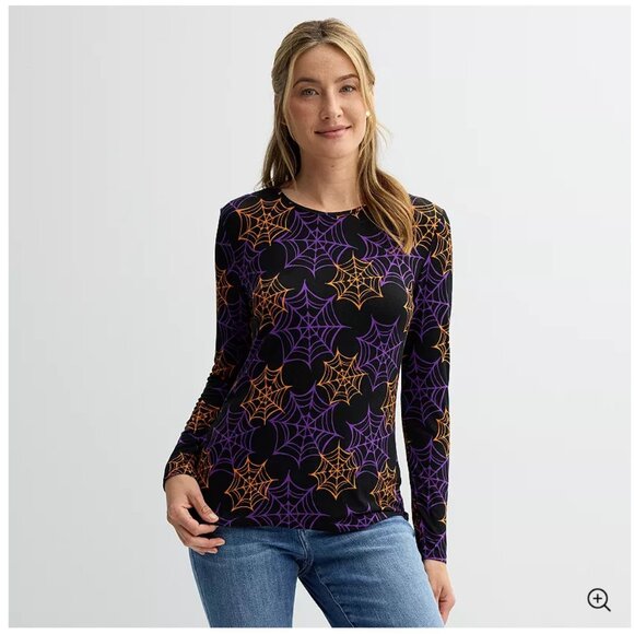 Halloween Long Sleeve T-Shirt | Small | Spider Webs Teacher Spirit Week NEW - Picture 1 of 2